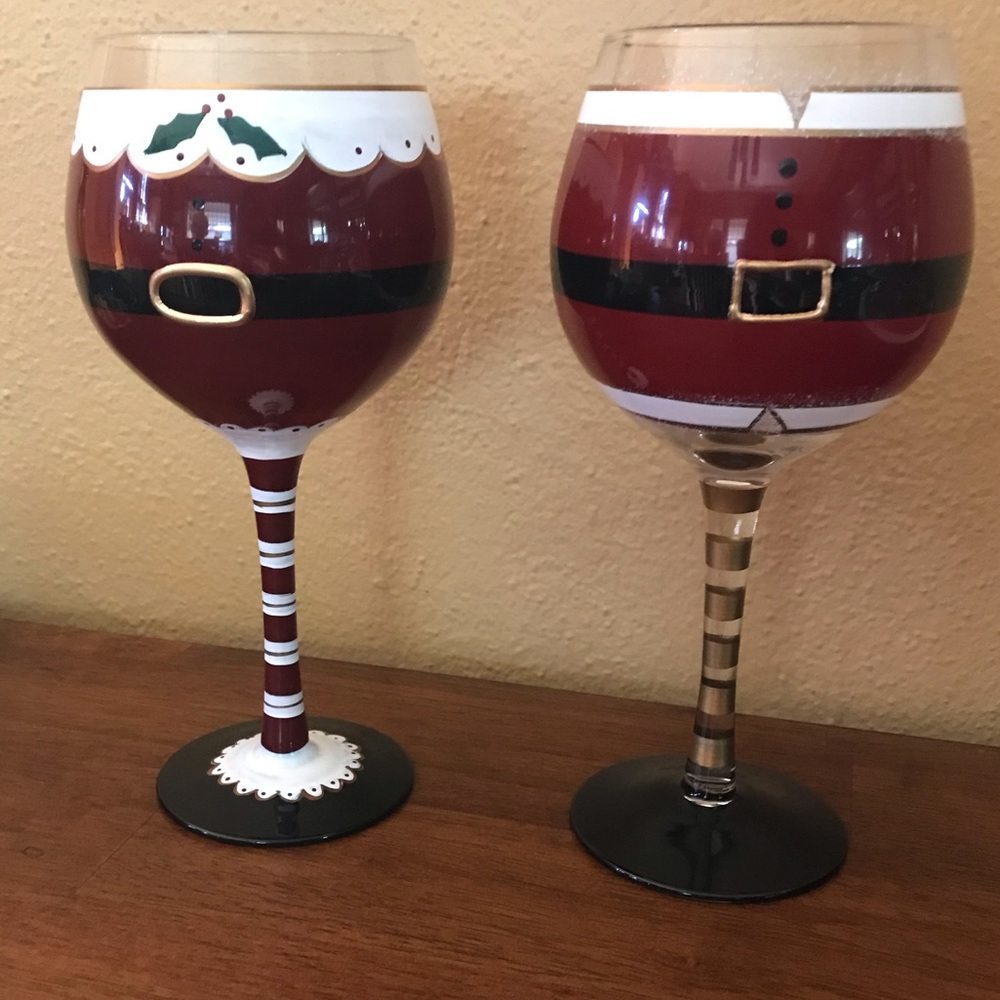 Pier 1 Mr. and Mrs. Santa Claus Wine Glasses